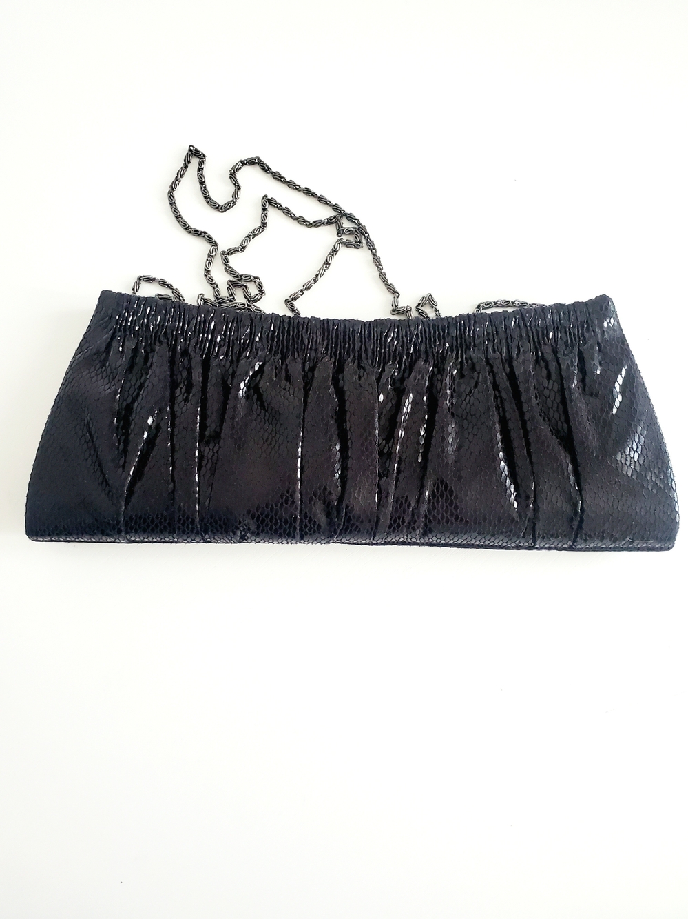 Elegant Black Evening Clutch with Chain Strap